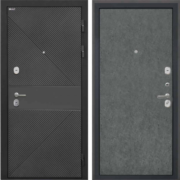 Входная дверь Интекрон Сицилия Remix ФЛ-613 черный крашеный Штукатурка графит гладкая