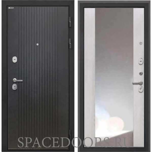 Входная дверь Интекрон Сицилия Remix Лофт черный ФЛЗ-516 зеркало сосна белая