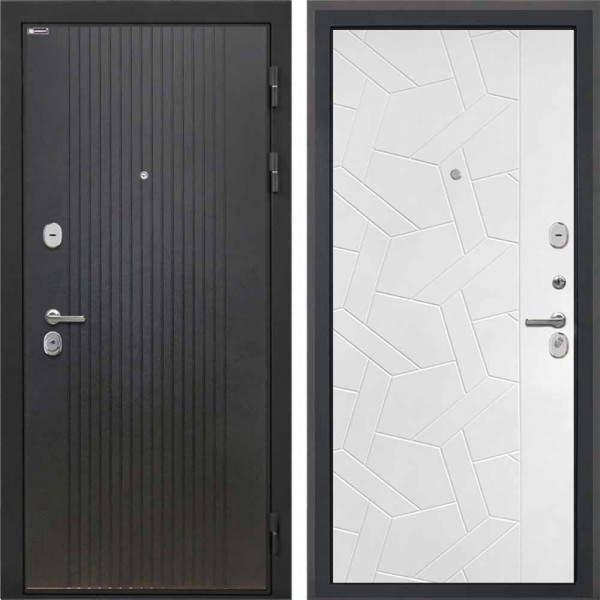 Входная дверь Интекрон Сицилия Remix Лофт черный Ясень силк белый ФЛ-306
