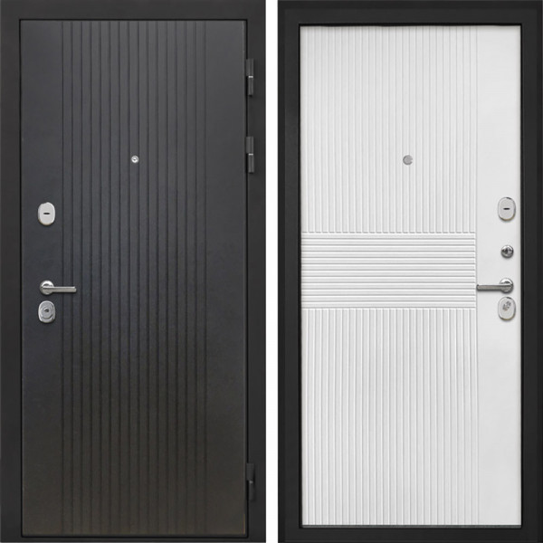 Входная дверь Интекрон Сицилия Remix Лофт черный Мэджик шифон белый ФЛ-326М