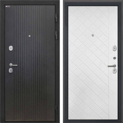 Входная дверь Интекрон Сицилия Remix Лофт черный ФЛ-Ромбы Силк ясень белый