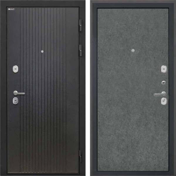 Входная дверь Интекрон Сицилия Remix Лофт черный Штукатурка графит гладкая