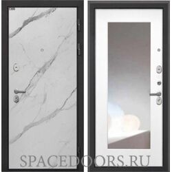 Входная дверь Интекрон Сицилия Remix Мрамор арктик Белая матовая с зеркалом ФЛЗ-120-М