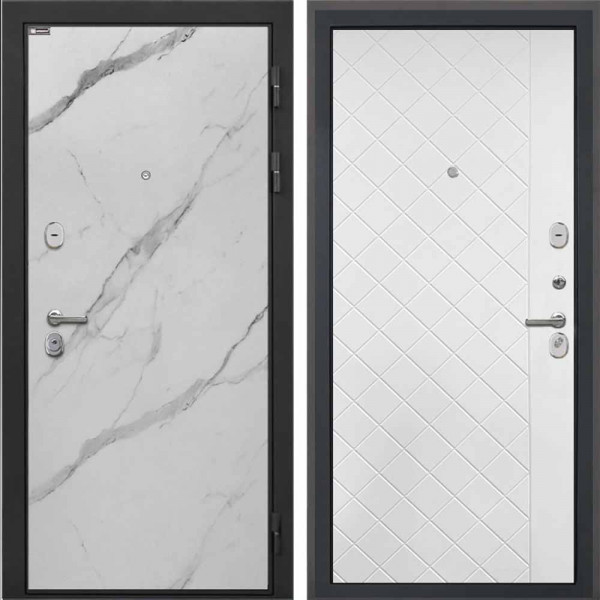 Входная дверь Интекрон Сицилия Remix Мрамор арктик ФЛ-Ромбы Силк ясень белый