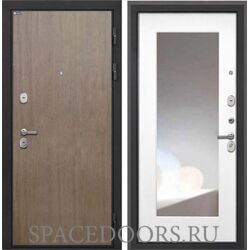 Входная дверь Интекрон Сицилия Remix Шпон венге коричневый Белая матовая с зеркалом ФЛЗ-120-М