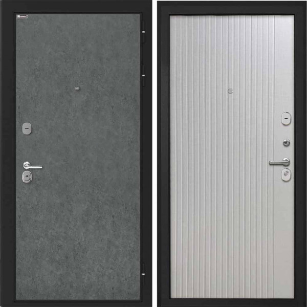 Входная дверь Интекрон Сицилия Remix Штукатурка графит Чесура светлая ФЛ-566