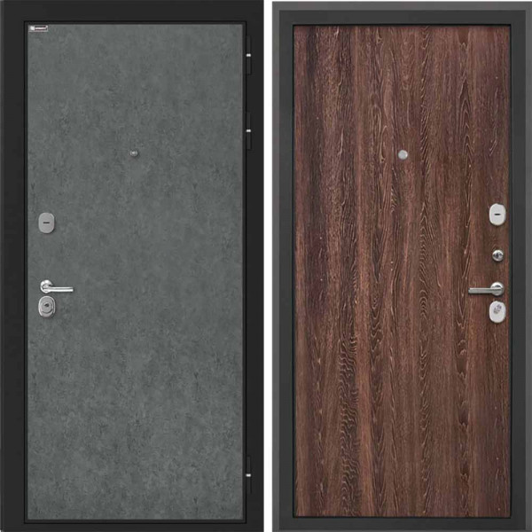 Входная дверь Интекрон Сицилия Remix Штукатурка графит Дуб филадельфия коньяк