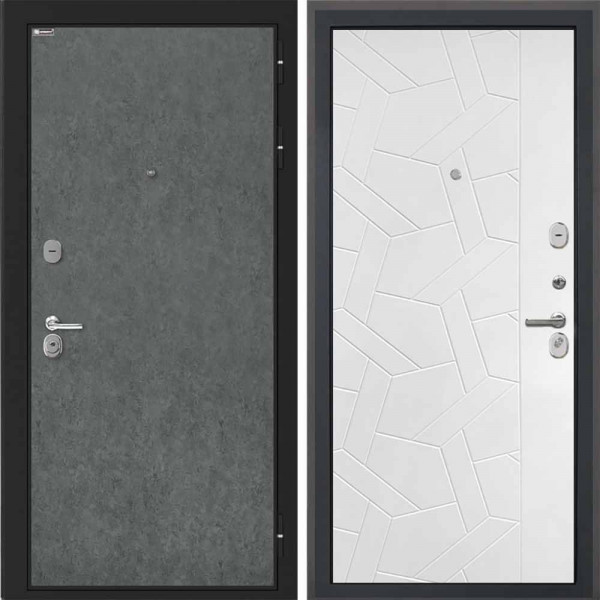 Входная дверь Интекрон Сицилия Remix Штукатурка графит Ясень силк белый ФЛ-306