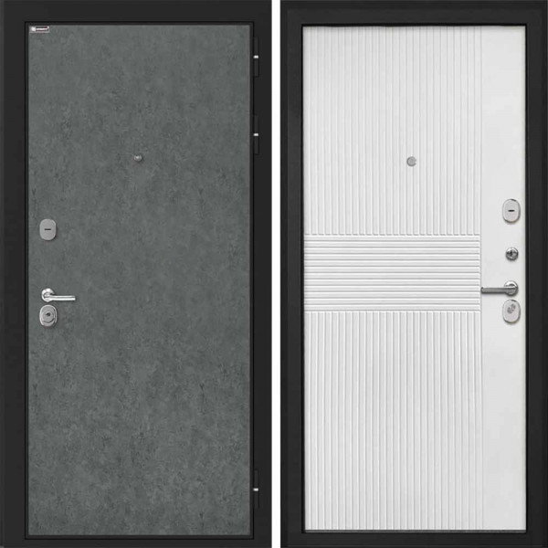Входная дверь Интекрон Сицилия Remix Штукатурка графит Мэджик шифон белый ФЛ-326М
