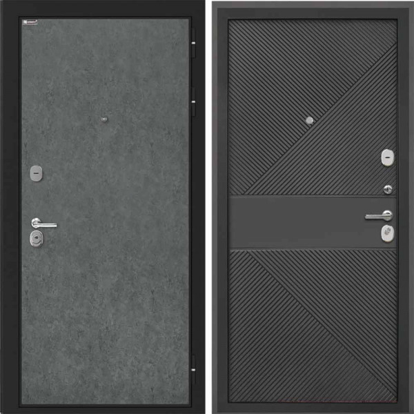 Входная дверь Интекрон Сицилия Remix Штукатурка графит ФЛ-613 черная эмаль