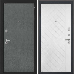 Входная дверь Интекрон Сицилия Remix Штукатурка графит ФЛ-Ромбы Силк ясень белый