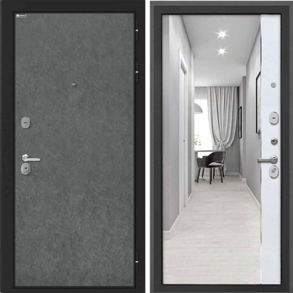 Входная дверь Интекрон Сицилия Remix Штукатурка графит ФЛЗ-305 Лофт белый