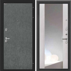 Входная дверь Интекрон Сицилия Remix Штукатурка графит ФЛЗ-516 зеркало сосна белая