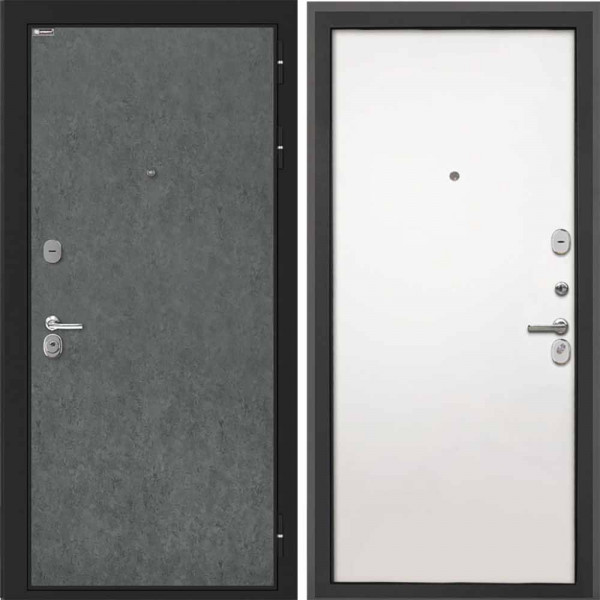 Входная дверь Интекрон Сицилия Remix Штукатурка графит Силк Сноу гладкая (белая)