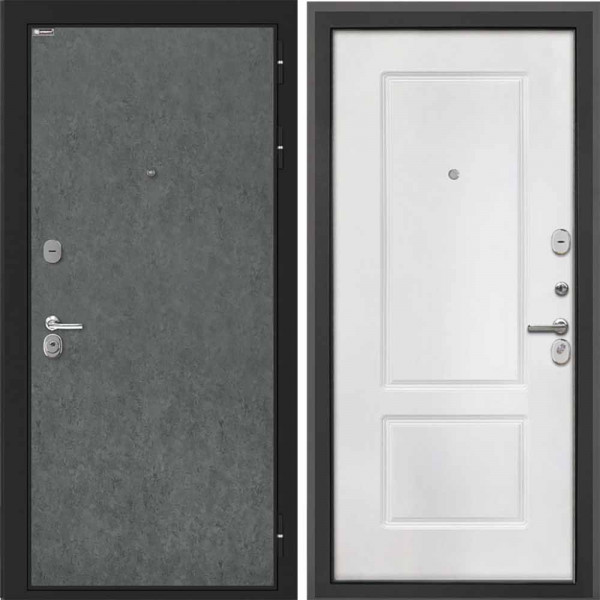 Входная дверь Интекрон Сицилия Remix Штукатурка графит Белая матовая КВ-2