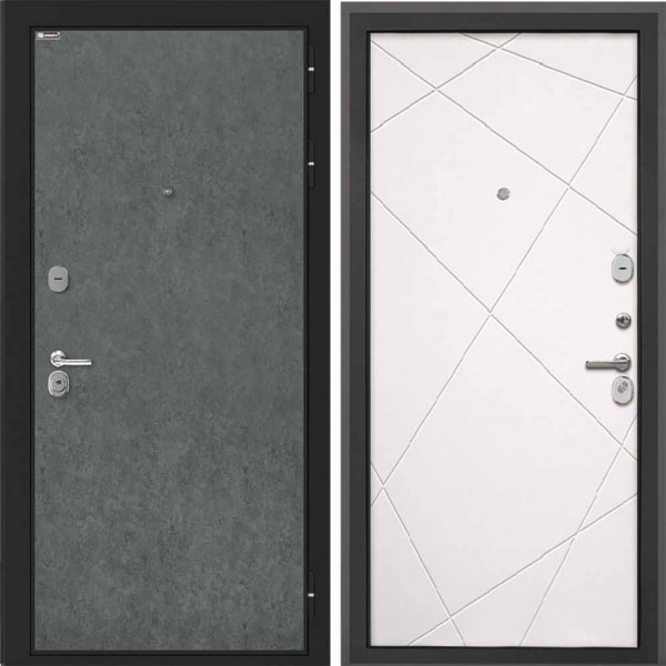 Входная дверь Интекрон Сицилия Remix Штукатурка графит Лучи-М Софт Милк