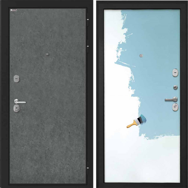 Входная дверь Интекрон Сицилия Remix Штукатурка графит под покраску