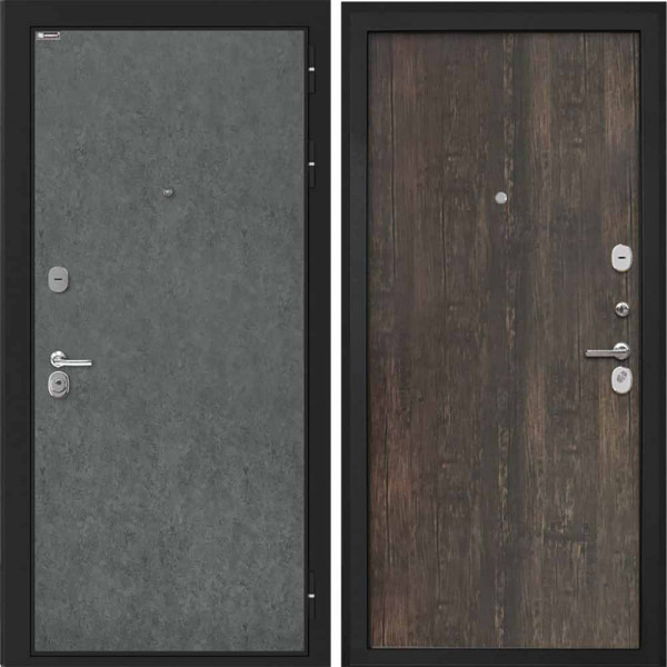 Входная дверь Интекрон Сицилия Remix Штукатурка графит Тиковое дерево гладкая