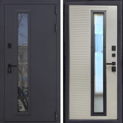 Входная дверь Интекрон Термо Норд с окном чесура светлая