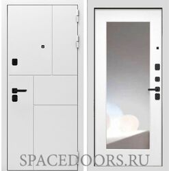 Входная дверь Интекрон Спарта New White Белая матовая с зеркалом ФЛЗ-120-М