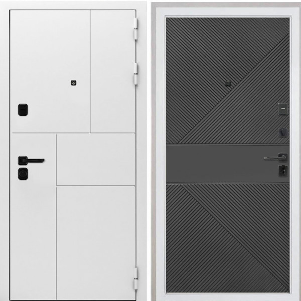 Входная дверь Интекрон Спарта New White ФЛ-613 черная эмаль