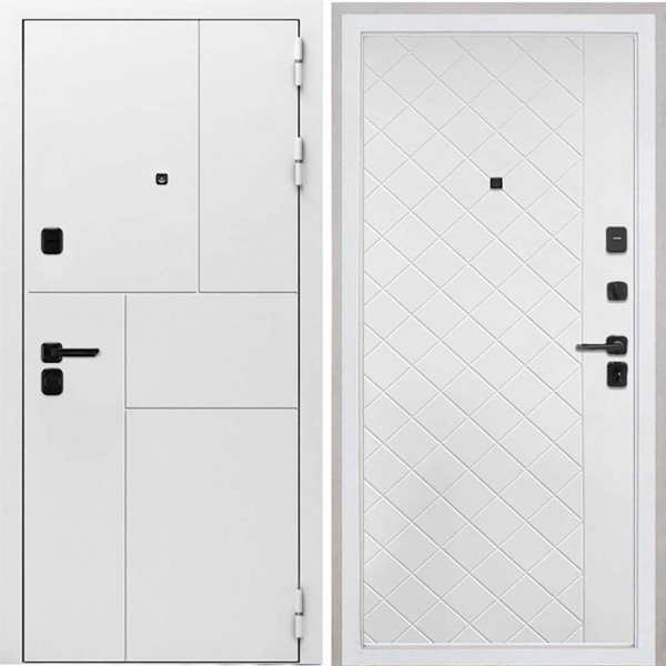 Входная дверь Интекрон Спарта New White ФЛ-Ромбы Силк ясень белый