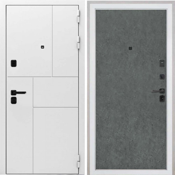 Входная дверь Интекрон Спарта New White Штукатурка графит гладкая