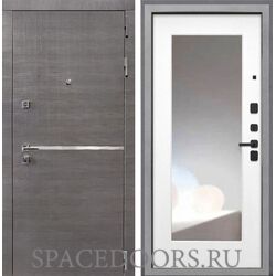 Входная дверь Интекрон Вектор Белая матовая с зеркалом ФЛЗ-120-М