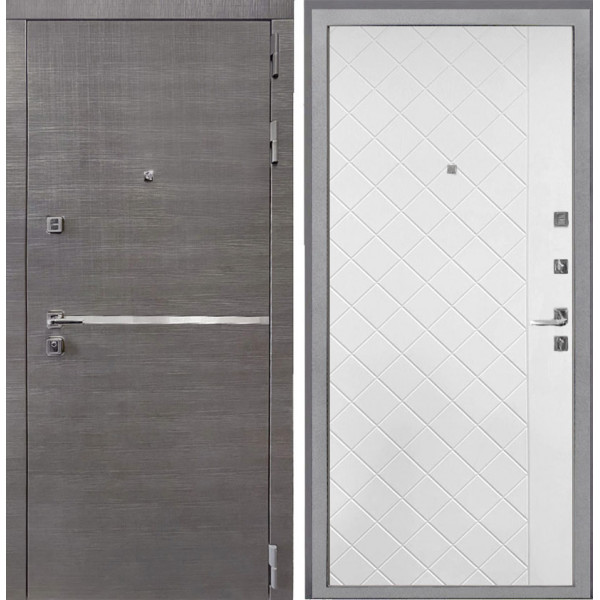 Входная дверь Интекрон Вектор ФЛ-Ромбы Силк ясень белый