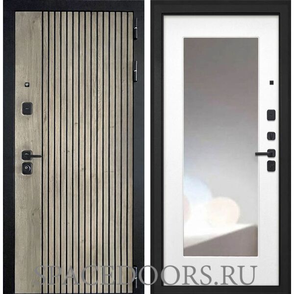 Входная дверь Интекрон Ветра Белая матовая с зеркалом ФЛЗ-120-М
