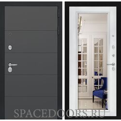 Входная дверь Лабиринт ART с Зеркалом Фацет - Белый софт
