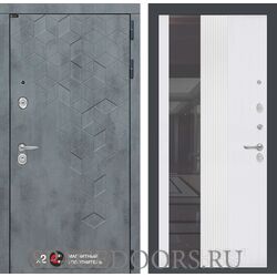 Входная дверь Лабиринт Бетон с Зеркалом 32 тонированным - Белый рельеф софт