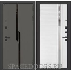 Входная дверь Лабиринт Carbon 31 - Белый софт, зеркальная вставка с тонировкой