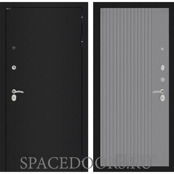 Входная дверь Лабиринт CLASSIC шагрень черная 29 - Серый рельеф софт