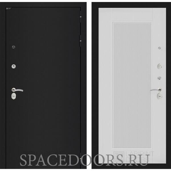 Входная дверь Лабиринт CLASSIC шагрень черная 30 - Белый рельеф софт