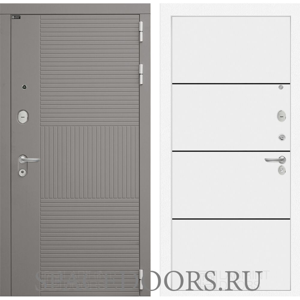Входная дверь Лабиринт Forma 25 - Белый софт, черный молдинг