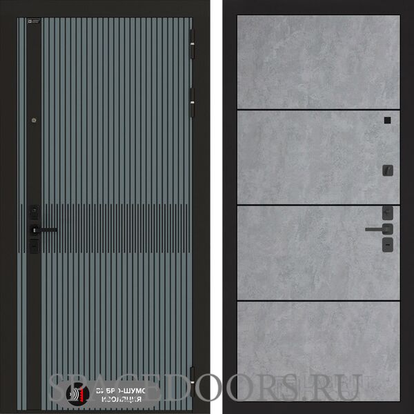 Входная дверь Лабиринт Issida 25 - Бетон светлый, черный молдинг