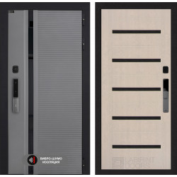 Входная дверь Лабиринт Пиано Смарт 2.0 01 - Беленый дуб, стекло черное