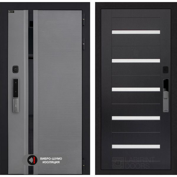 Входная дверь Лабиринт Пиано Смарт 2.0 01 - Венге, стекло белое