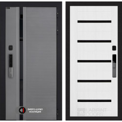 Входная дверь Лабиринт Пиано Смарт 2.0 01 - Белое дерево, стекло черное