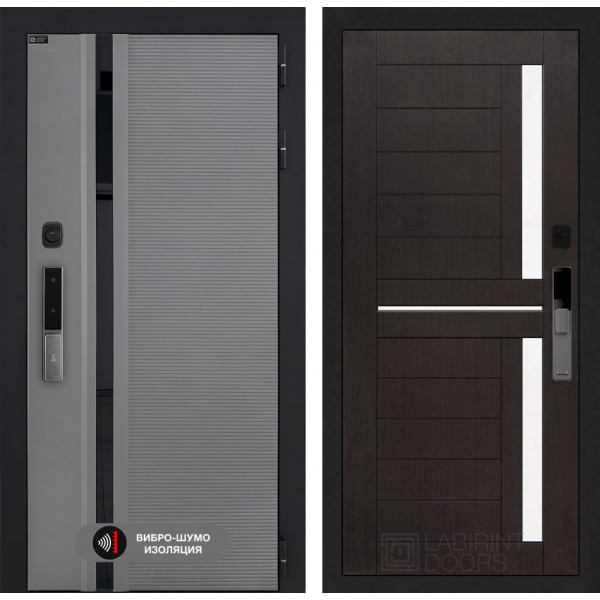 Входная дверь Лабиринт Пиано Смарт 2.0 02 - Венге, стекло белое