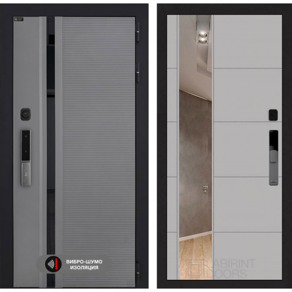 Входная дверь Лабиринт Пиано Смарт 2.0 с зеркалом 19 - Грей софт