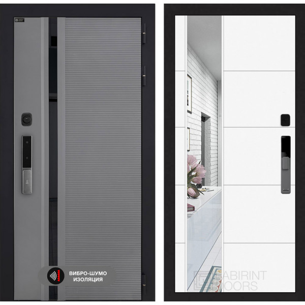 Входная дверь Лабиринт Пиано Смарт 2.0 с зеркалом 19 - Белый софт