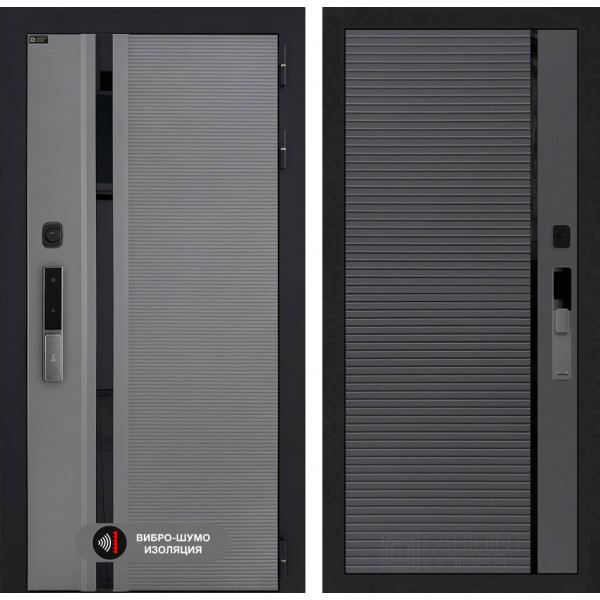 Входная дверь Лабиринт Пиано Смарт 2.0 22 - Графит софт, черная вставка