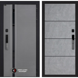 Входная дверь Лабиринт Пиано Смарт 2.0 25 - Бетон светлый, черный молдинг