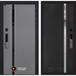 Входная дверь Лабиринт Пиано Смарт 2.0 31 - Черный кварц, зеркальная вставка с тонировкой