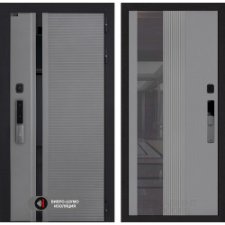 Входная дверь Лабиринт Пиано Смарт 2.0 с Зеркалом 32 тонированным - Серый рельеф софт