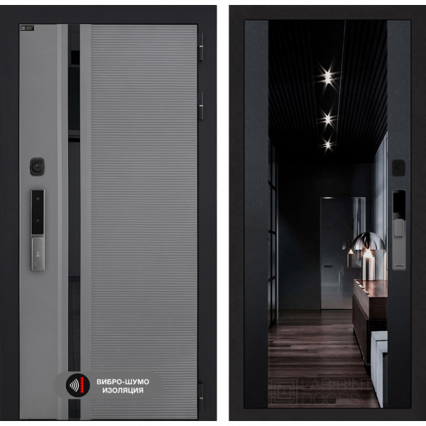 Входная дверь Лабиринт Пиано Смарт 2.0 с Зеркалом тонированным Максимум - Черный кварц