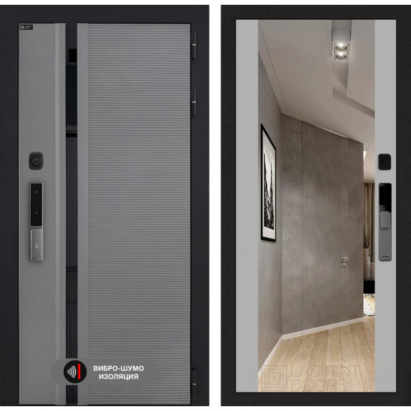 Входная дверь Лабиринт Пиано Смарт 2.0 с зеркалом Максимум - Грей софт