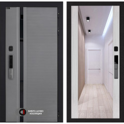 Входная дверь Лабиринт Пиано Смарт 2.0 с зеркалом Максимум - Сандал белый